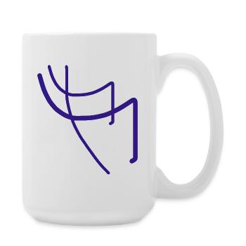 Lila Linienabstrakt Kunstdesign: abstrakter R - Große Tasse 440 ml - Weiß - Rechts