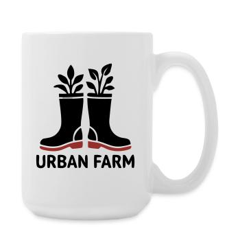 Logo des bottes en caoutchouc de ferme urbaine - Grande tasse 440 ml - blanc - Droite