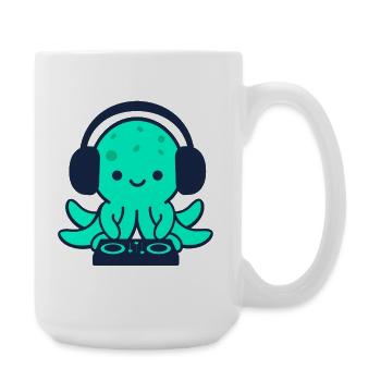 DJ Pieuvre sous-marine avec casque - Grande tasse 440 ml - blanc - Droite