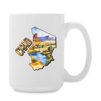 Carte aquarelle du Tchad - Grande tasse 440 ml - blanc - Droite