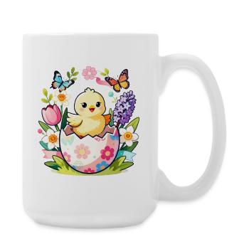 Chick in Floral Egg Hatch - Large Mug 440 ml - white - Right