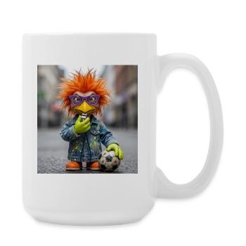 Orange FeatherBird Denim Street Style - Large Mug 440 ml - white - Right