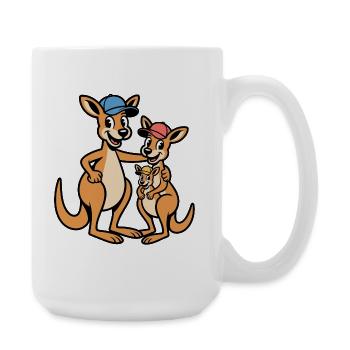 Kängarufamilie im Cap-Style - Große Tasse 440 ml - Weiß - Rechts
