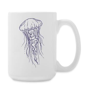 Jellyfish Line Art Illustration - Large Mug 440 ml - white - Right