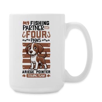 Fishing and Braque de l'Ariège - Large Mug 440 ml - white - Right