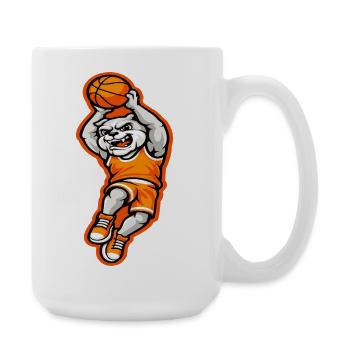Bulldog Basketball Dunk Maskottchen Power - Große Tasse 440 ml - Weiß - Rechts
