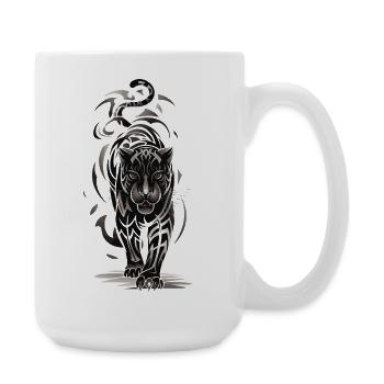 Tigre tribal - Gros félin noir et blanc - Grande tasse 440 ml - blanc - Droite