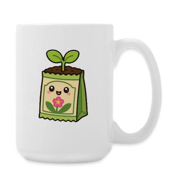 Sac de plante Kawaii avec fleur - Grande tasse 440 ml - blanc - Droite