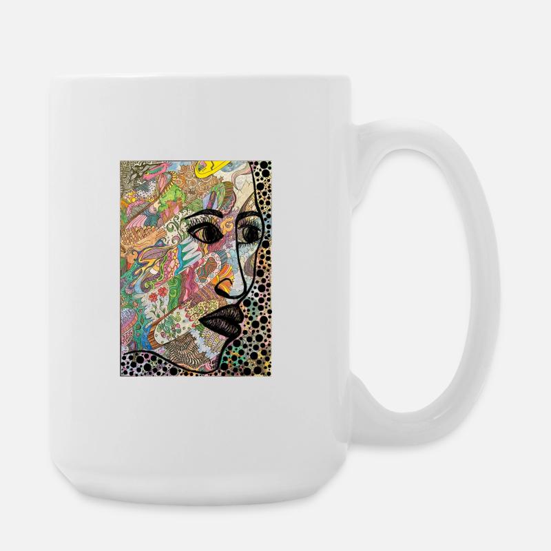 Visage abstrait en profil - Grande tasse 440 ml - blanc
