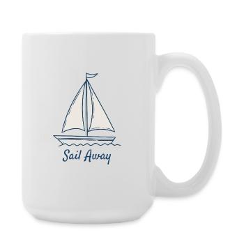 Sail Away Sailing Boat Ocean Minimal Design - Große Tasse 440 ml - Weiß - Rechts