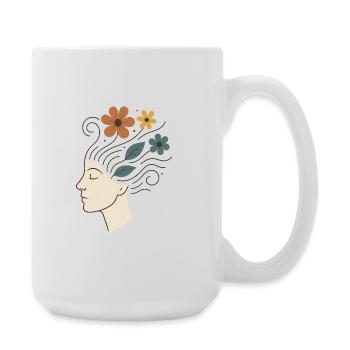 Nature Illustration with Flowers and Leaves - Large Mug 440 ml - white - Right