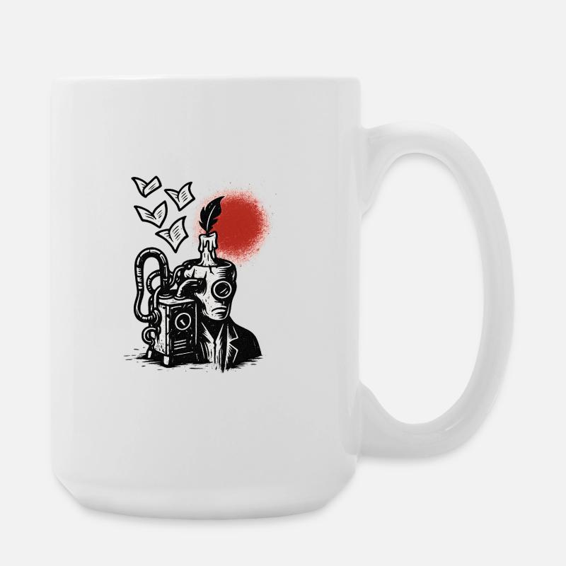 Ink Machine with Pen and Sun - Large Mug 440 ml - white