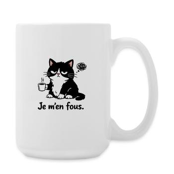 I Don't Care – Blasé Cat and Café Humour - Large Mug 440 ml - white - Right