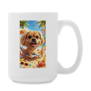 Amusement de chiens de plage au soleil - Grande tasse 440 ml - blanc - Droite