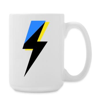 Blue and Yellow Geometry - Large Mug 440 ml - white - Right