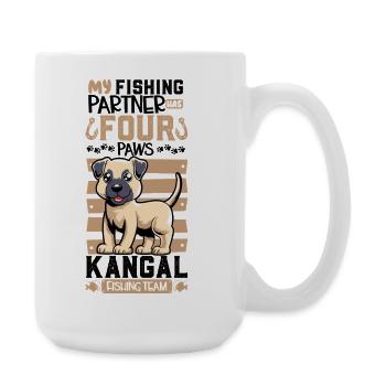 Fishing and Kangal Shepherd Dog - Large Mug 440 ml - white - Right