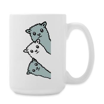 3 Alpacas Llamas Looking Curious Animal Heads Joy - Large Mug 440 ml - white - Right