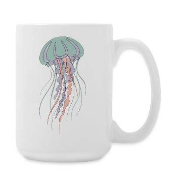 Pastellqualle Illustration - Große Tasse 440 ml - Weiß - Rechts