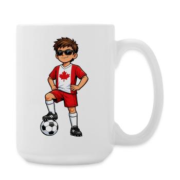 Fußball Junge Kanada Fan Kanadische Flagge - Große Tasse 440 ml - Weiß - Rechts