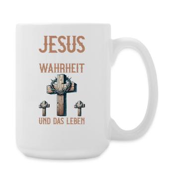 Jesus Der Weg DIe Wahrheit Und Das Leben - Große Tasse 440 ml - Weiß - Rechts