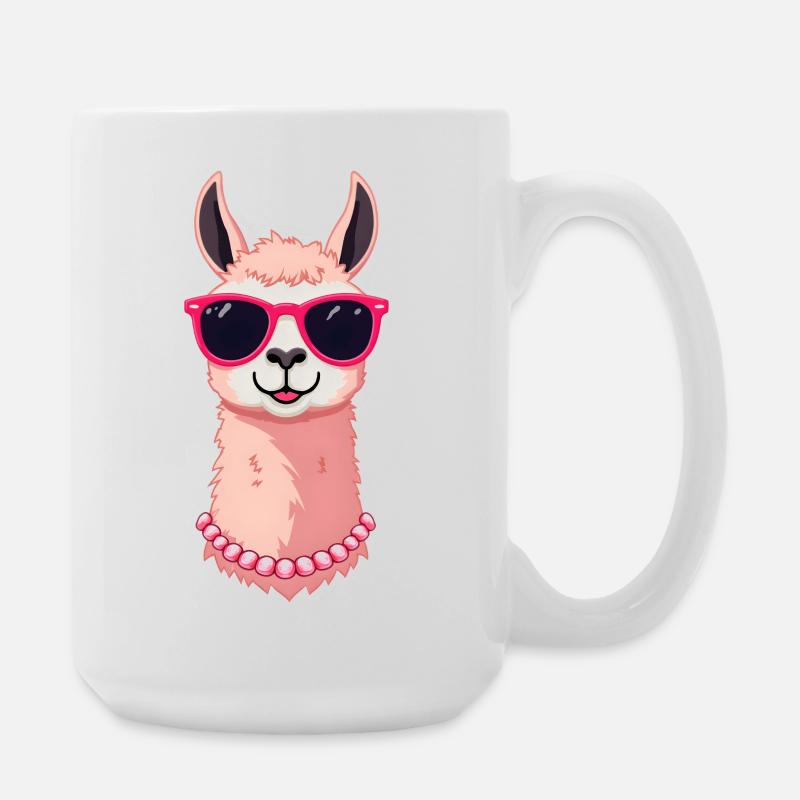 Lama mit Sonnenbrille - Große Tasse 440 ml - Weiß