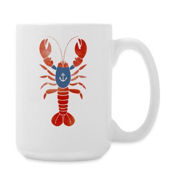 Homard avec chemise d’ancre – Design maritime - Grande tasse 440 ml - blanc - Droite