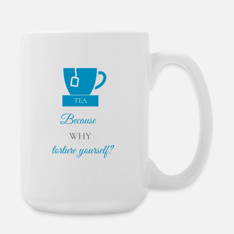TEA-RIFFIC (Blue + Grey) - Large Mug 440 ml - white
