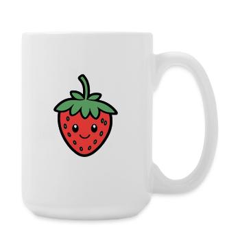 Kawaii Strawberry Smile Design - Large Mug 440 ml - white - Right