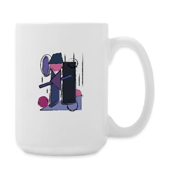 Geometric abstraction in retro style - Large Mug 440 ml - white - Right