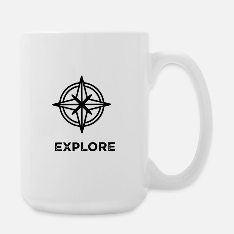 Kompassstern mit „Explore“ Schriftzug  - Große Tasse 440 ml - Weiß