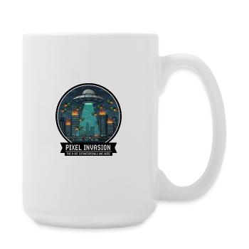 Pixel Invasion Citykrieg - Große Tasse 440 ml - Weiß - Rechts