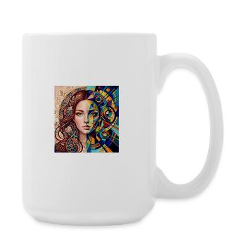 Nature Meets Geometry – Half-Portrait - Large Mug 440 ml - white - Right