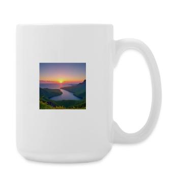 Sunset over the lake valley - Large Mug 440 ml - white - Right