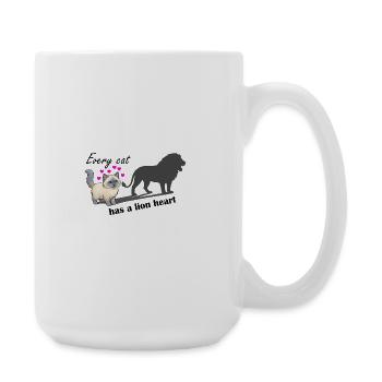 Every cat has a lion heart - Large Mug 440 ml - white - Right