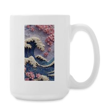 Relief de la fleur de cerisier des vagues - Grande tasse 440 ml - blanc - Droite