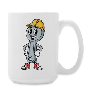 Technician Cartoon Wrench Humor Mechanic - Large Mug 440 ml - white - Right