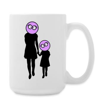 Familie Silhouette Liebe Kinder Eltern Mama Papa - Große Tasse 440 ml - Weiß - Rechts