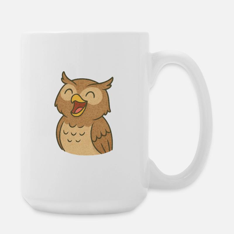 Eule_die_Lacht - Large Mug 440 ml - white