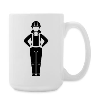 Construction Worker Woman Team Leader - Large Mug 440 ml - white - Right