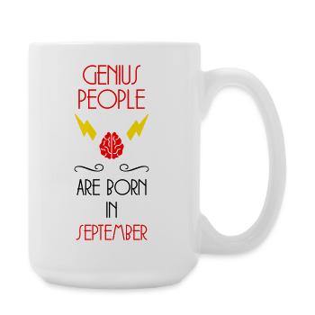 Die Genies wurden im September geboren. Humor - Große Tasse 440 ml - Weiß - Rechts