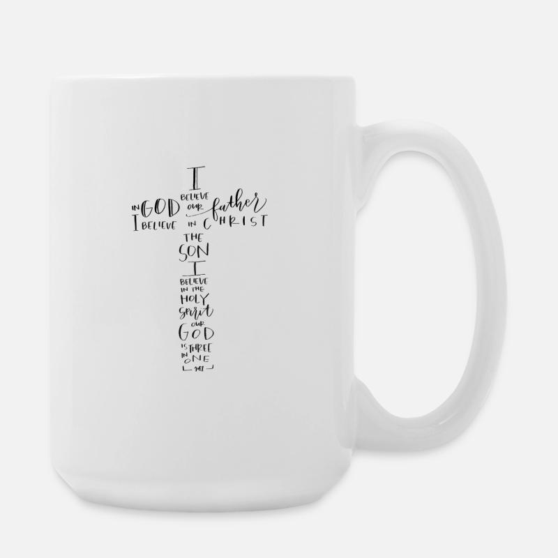 Glaubenskreuz Handschrift Text - Große Tasse 440 ml - Weiß