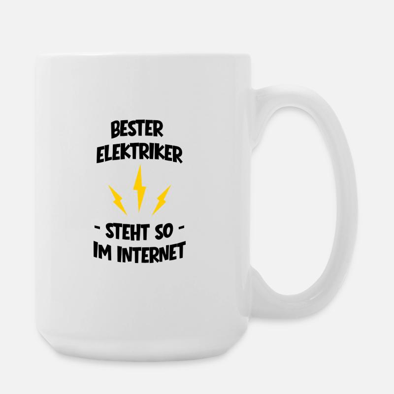 Drei Gelbe Blitze auf Schwarz - mit Spruch - Große Tasse 440 ml - Weiß