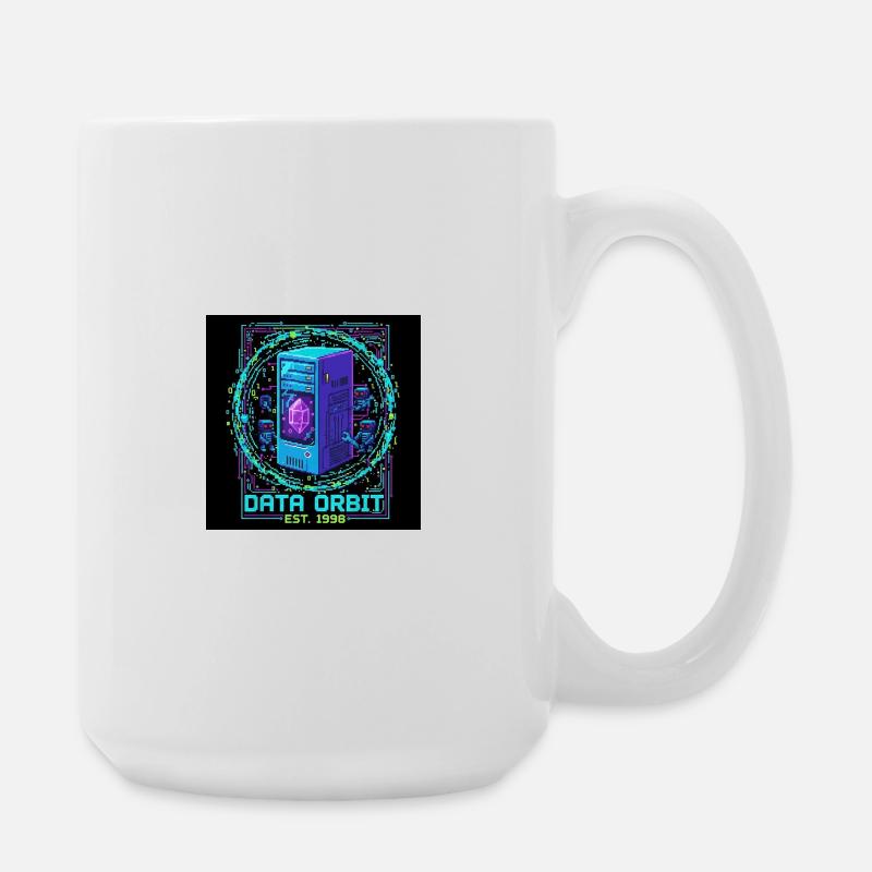 Daten Orbit Neon Computer - Große Tasse 440 ml - Weiß
