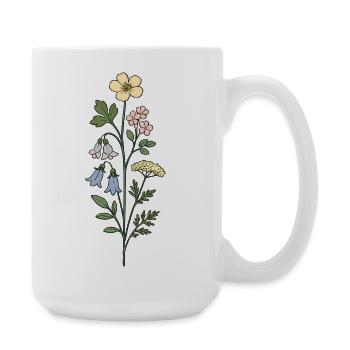 Vintage Botanical Flower Illustration - Large Mug 440 ml - white - Right