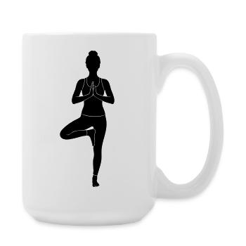 Tree Pose Yoga Silhouette - Large Mug 440 ml - white - Right