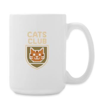 Pixel-Art Katzen-Club Emblem - Große Tasse 440 ml - Weiß - Rechts
