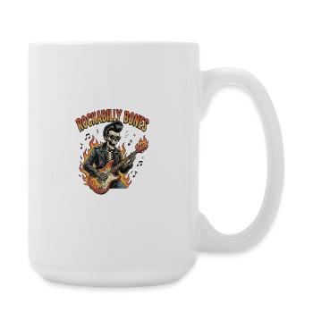 Rockabilly Bones – Retro Comic Skelett mit brennen - Große Tasse 440 ml - Weiß - Rechts