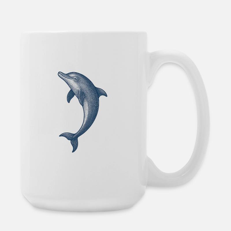 Vintage Dolphin Illustration for Apparel - Large Mug 440 ml - white
