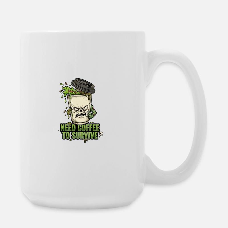 Café Zombie braucht Kaffee - Große Tasse 440 ml - Weiß