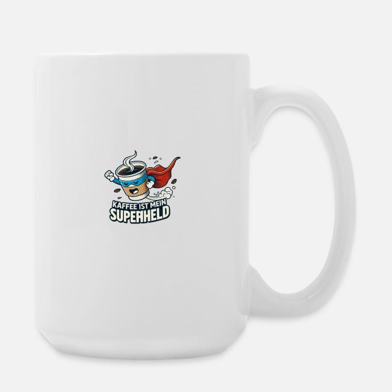 Kaffee Superheld Belebende Kraft - Große Tasse 440 ml - Weiß